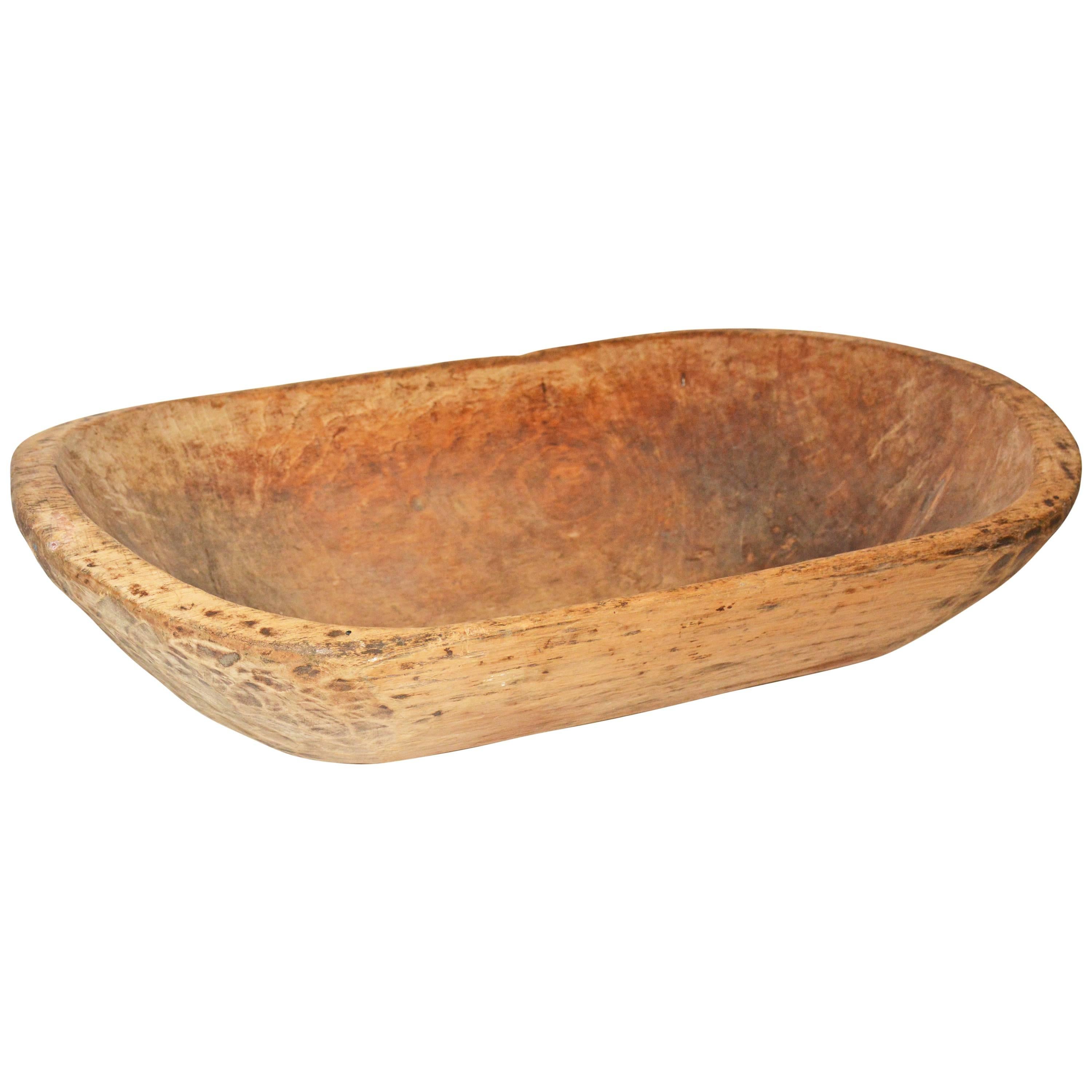 Elongated Oval Wood Dough Bowl