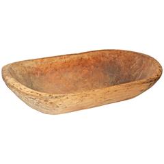 Antique Elongated Oval Wood Dough Bowl