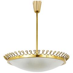 Messing Kronleuchter im Stil von Josef Frank, Österreich, 1950er, Jahrhundertmitte