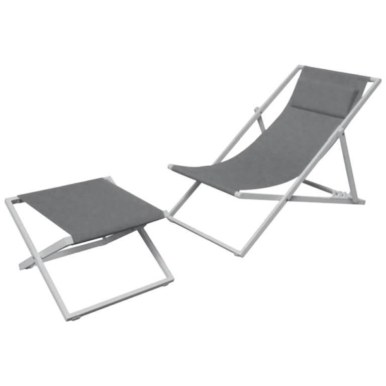 Deck Chair with Foot Stool For Sale