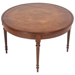 Mahogany Leather Topped Circular Coffee Table