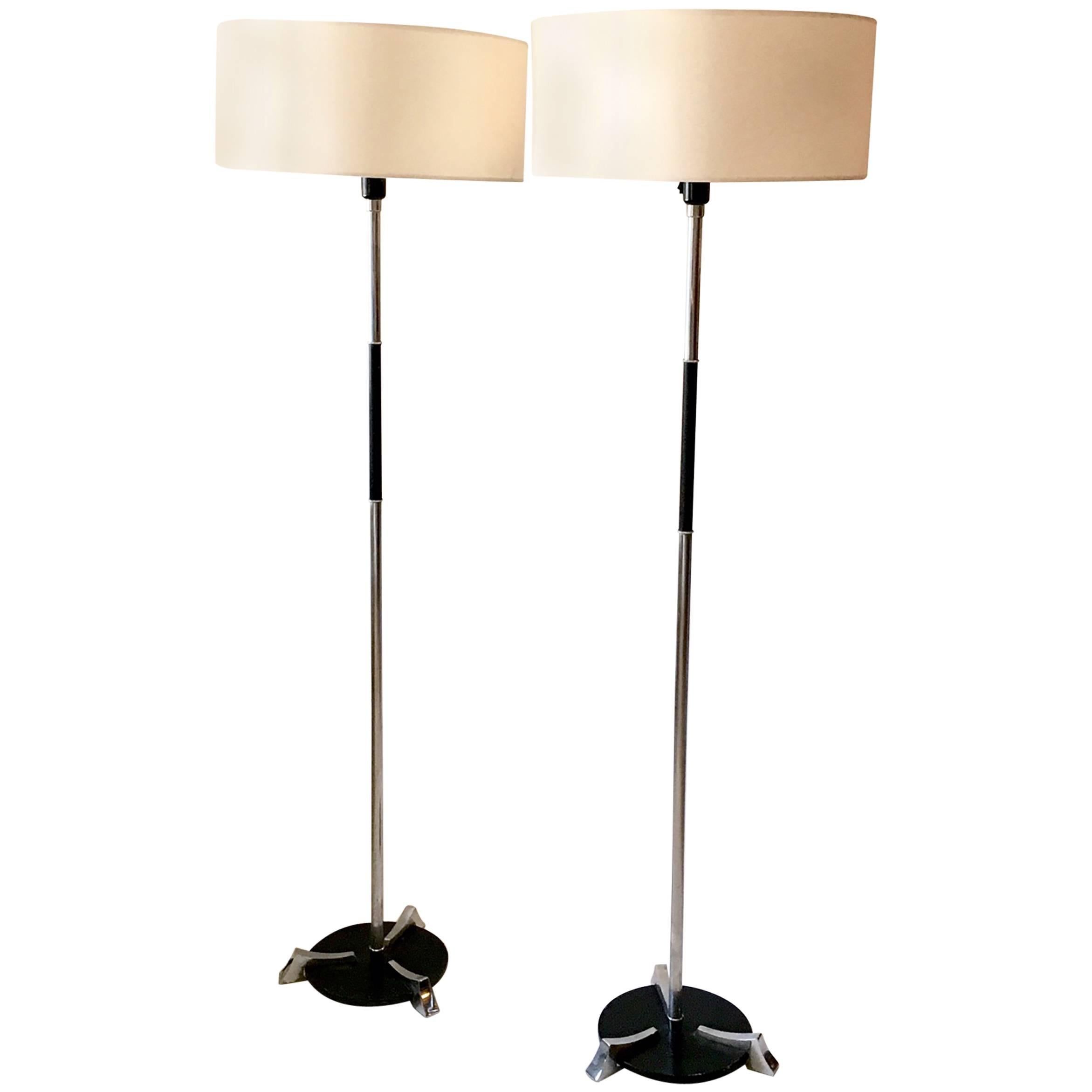 1970s Pair of Steel Chrome Lamps