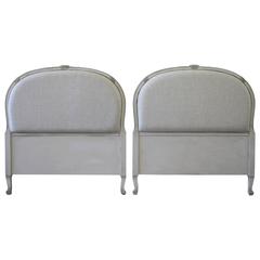 Vintage Pair of French Painted and Upholstered Twin Headboards