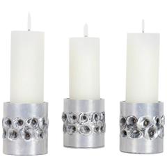 Trio of Brutalist Aluminum Candle Holders by Aluclair, Belgium