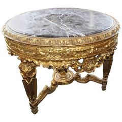 Ornate Marble Topped Carved Giltwood Centre Table