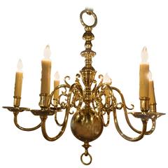 Dutch Style Polished Brass Six-Light Chandelier, 19th Century 11