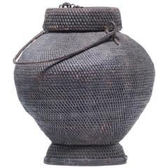 Antique Filipino Basket with Lid and Handle