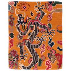 Tibetan Dragon Rug with Natural Dyes