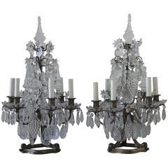 Pair of 19th Century Gilt Bronze and Crystal Candelabra