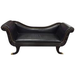 Duncan Phyfe Style Black Leather Sofa 5