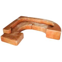 'Lara' Sectional Sofa in Patinated Cognac Leather