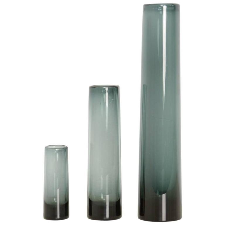 Trio of Cylinder Art Glass Vase by Per Lütken for Holmegaard, 1961 at  1stDibs | holmegaard vase 1961, trio of cylinder vases