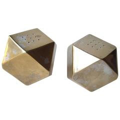 Ward Bennett Silver Plate Salt and Pepper Shakers Set, Marked, Patina 10