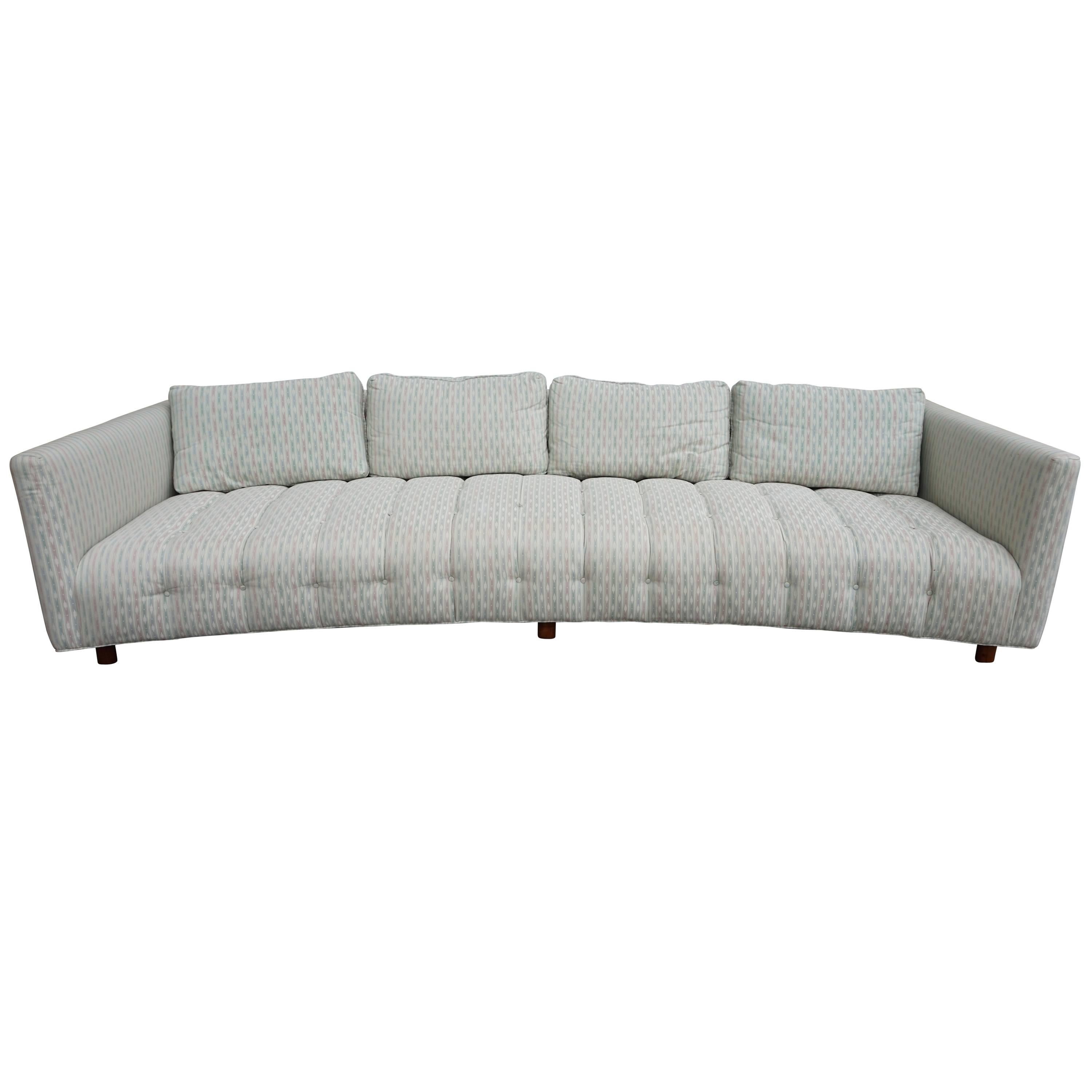 Magnificent Harvey Probber Long Low Curved Four-Seat Sofa, Mid-Century Modern
