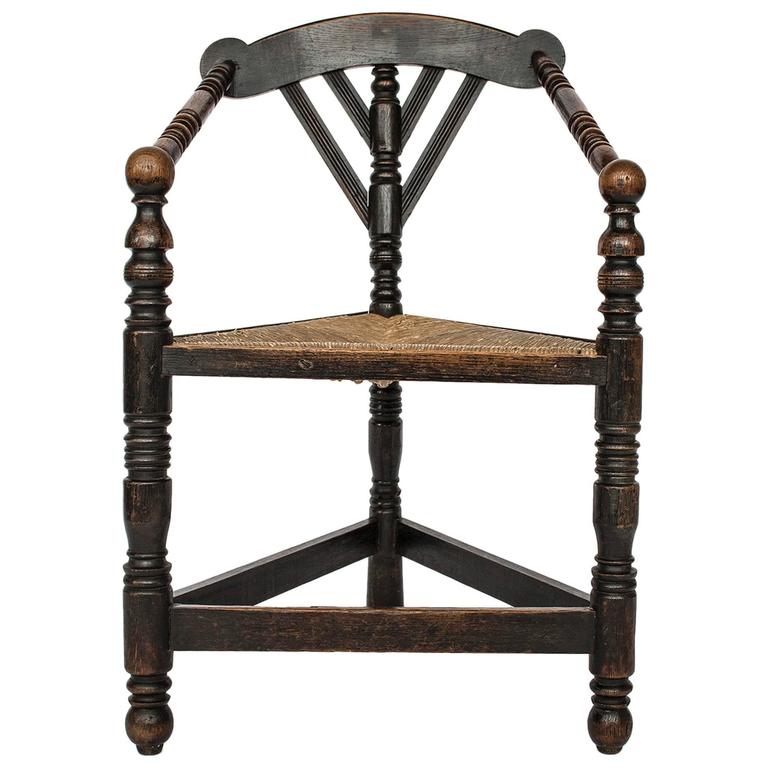 Arts And Craft Oak Turner Chair Rush Corner Seat 19th Century
