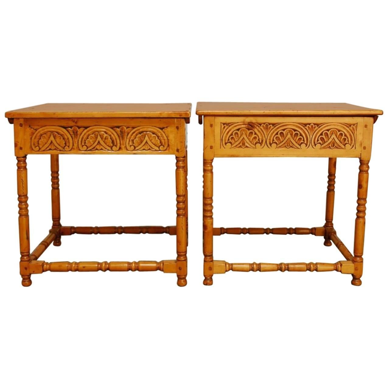 Pair of Rustic Pine Italian Bible Box Tables