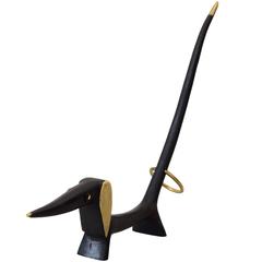 Walter Bosse Brass Dog Figurine Pretzel Holder, Ring Holder
