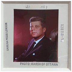 Vintage JF. Kennedy Color Pic/Slide by Yousuf Karsh World Renowned Portrait Photographer