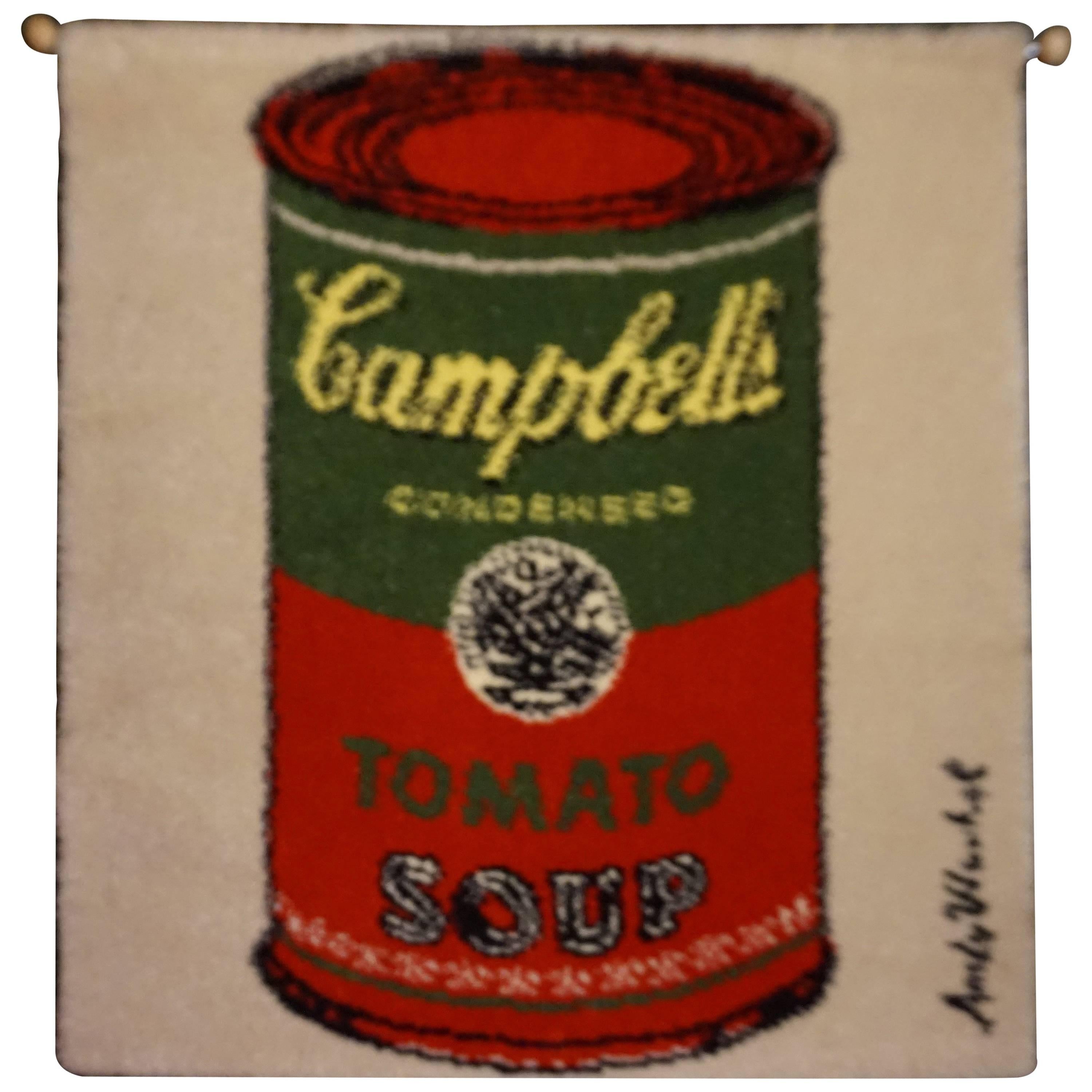 Fabulous Andy Warhol Campbell’s Soup Can Rug / Tapestry Mid-Century Modern For Sale