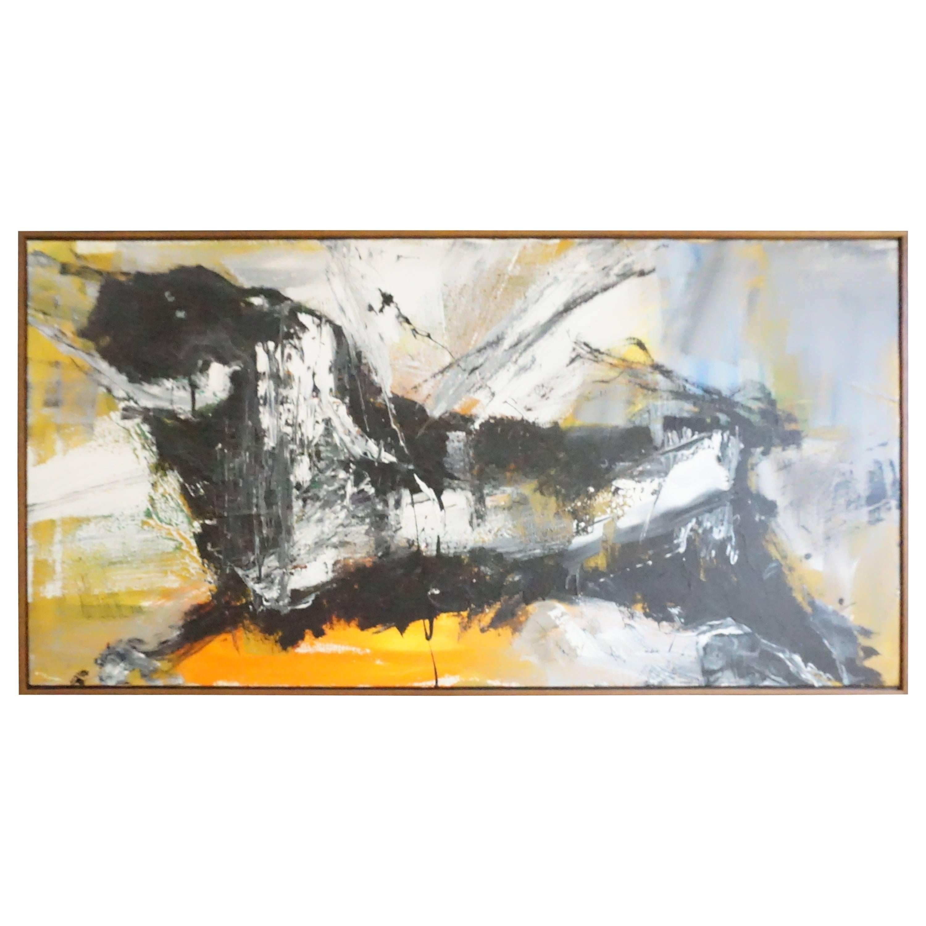 Exciting Gino Hollander Bull Toro Oil Painting Mid-Century Modern