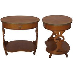 John Widdicomb Pair of Side or End Tables Birdseye Maple with Inlays