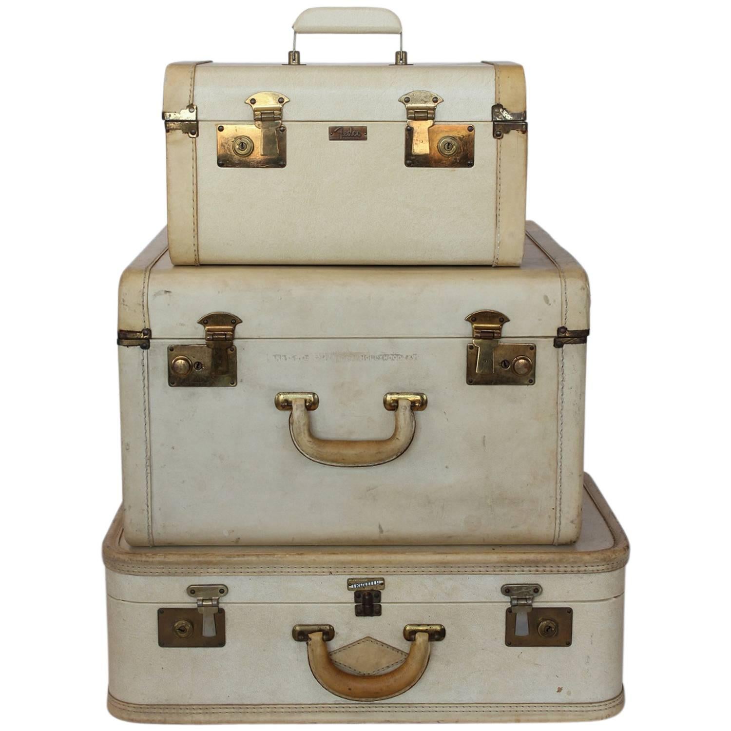 Stylish Vintage Vellum Suitcases For Sale