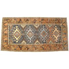 Antique Persian Hamadan Oriental Rug, in Small Size, with Stylized Medallions