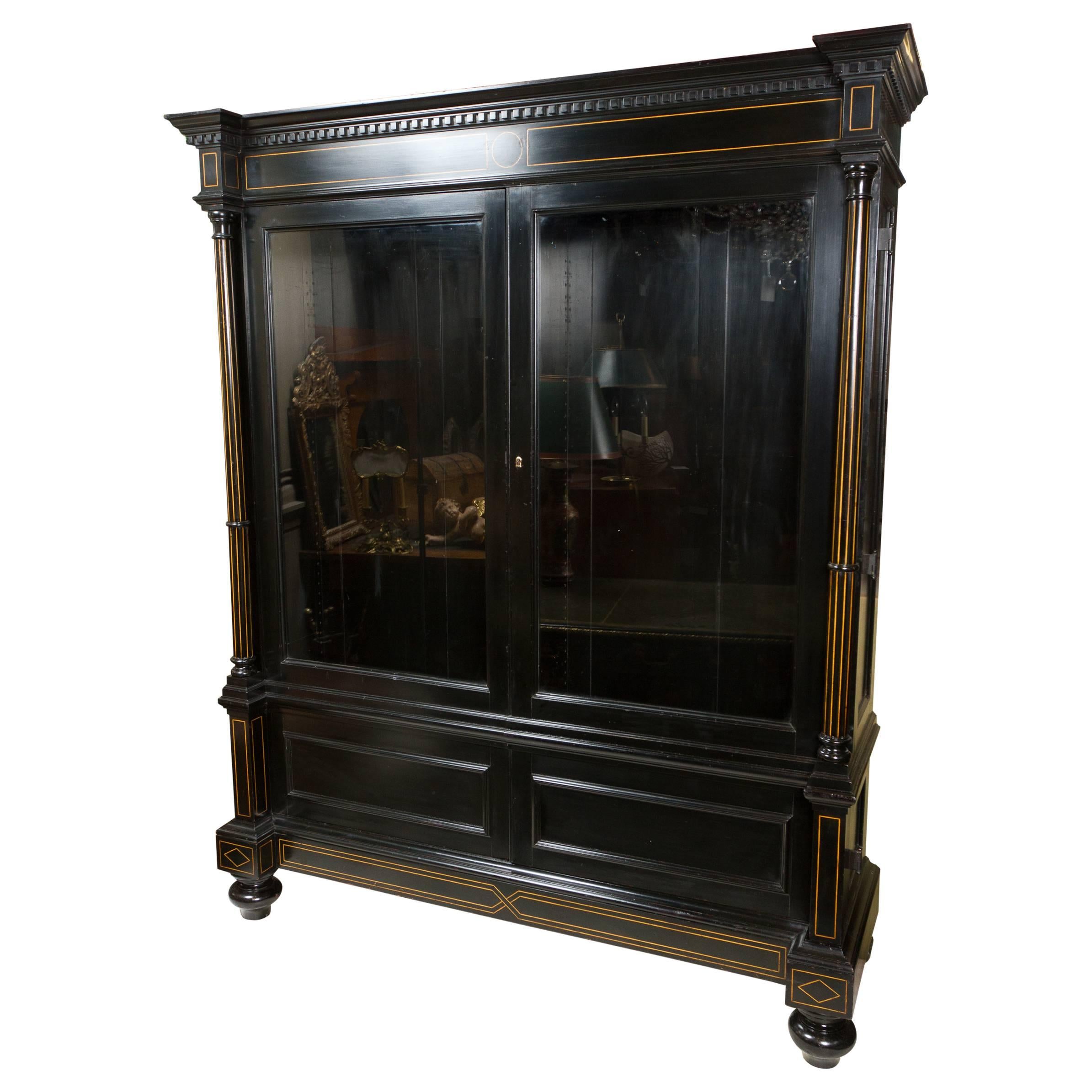 Stylish Ebonized Napoleon III Bookcase