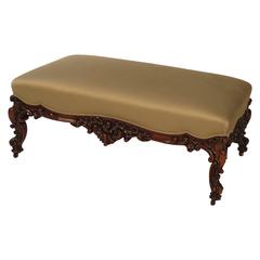 Large English Rococo Rosewood Ottoman, circa 1870