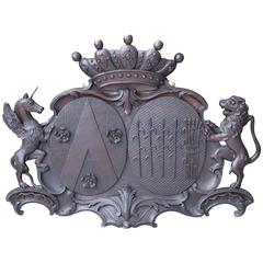 Carved Wood Amorial Crest with Lion, Crown and Unicorn 2