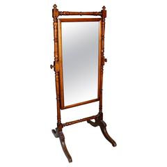 19th Century Regency Cheval Mirror with Mahogany Surround and Frame