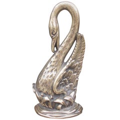 American Brass Preening Swan Doorstop, Circa 1890