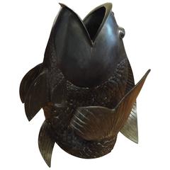 Large Japanese Bronze "Koi" Fish Sculpture