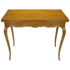 French Carved Fruitwood Cabriole Leg Flip-Top Game Table