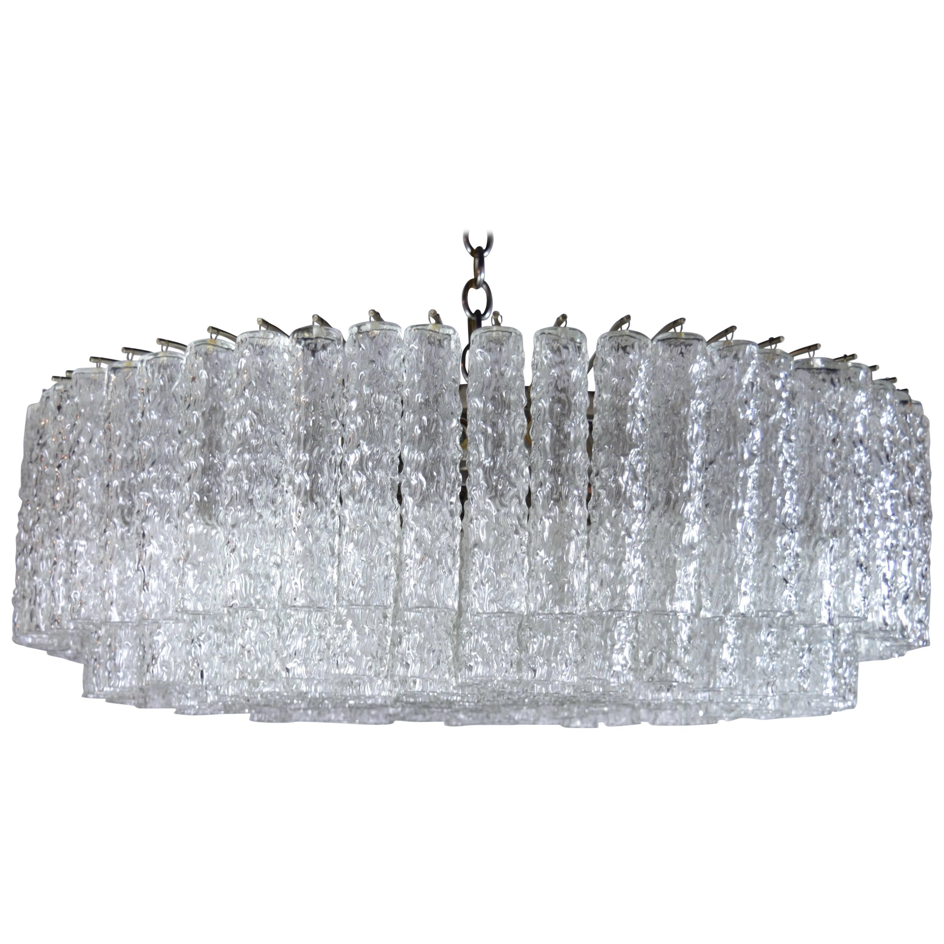 Monumental Tronchi Chandelier with Heavy Round Murano Glass Tubes, Italy 1970s