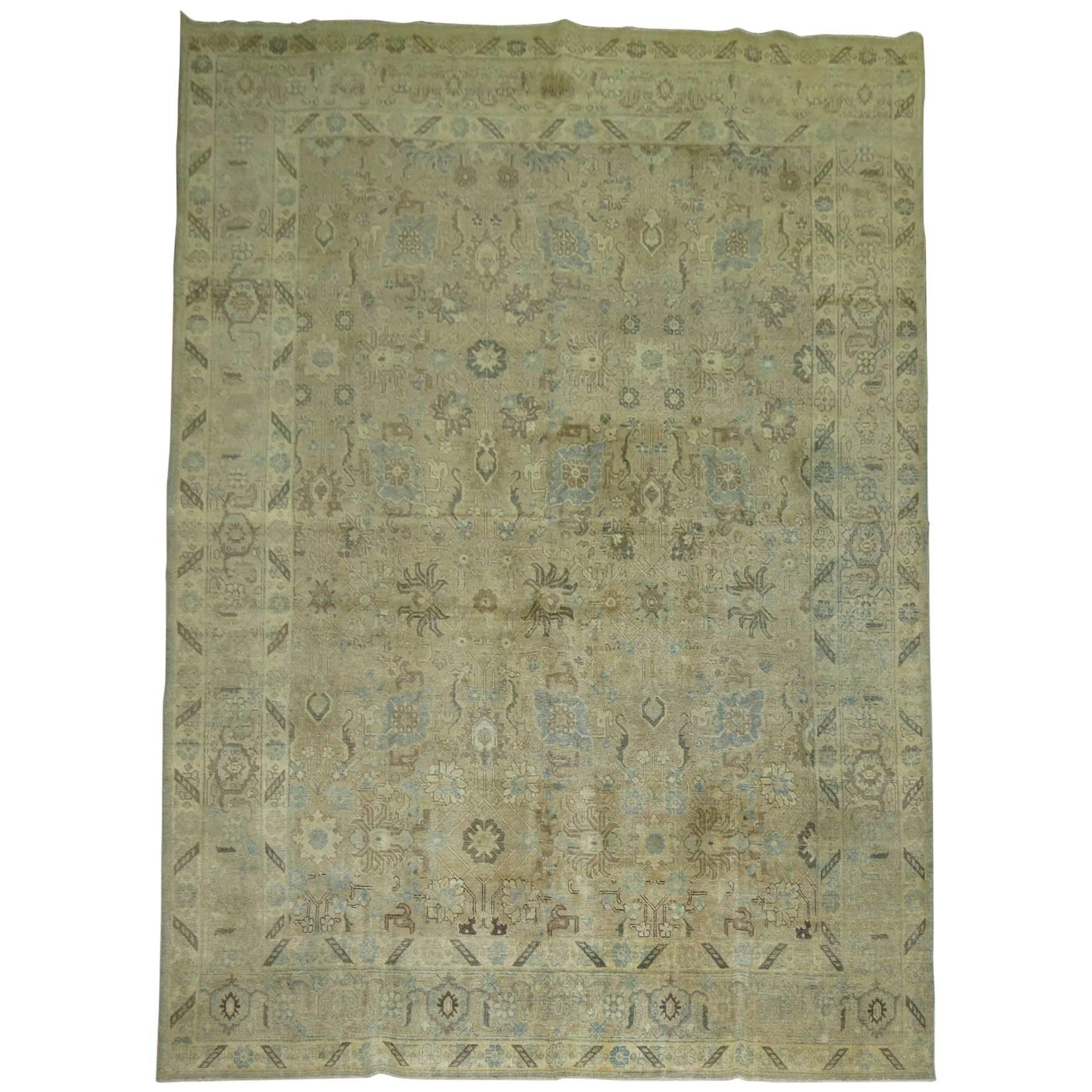 20th Persian Tabriz Room Size 8 x 10 Rug in Brown Blue