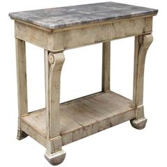 19th C French Louis Philippe Console Table with Marble Top