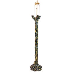 French Ceramic Faux Bois Floor Lamp