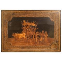 Antique   Inlaid Marquetry Panel, Sorrento, Italy 19th Century