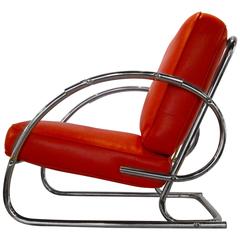 Art Deco/Machine Age Chrome Lounge Chair Attributed to KEM Weber