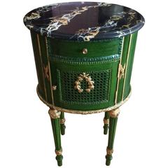 Faux Marble and Emerald Green and Gold Louis XVI Night or Side Table 5