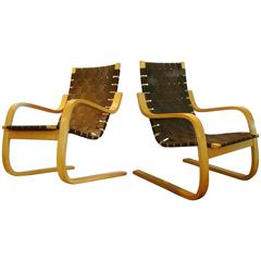 Pair of Alvar Aalto Bentwood Lounge Chairs by ICF for Artek