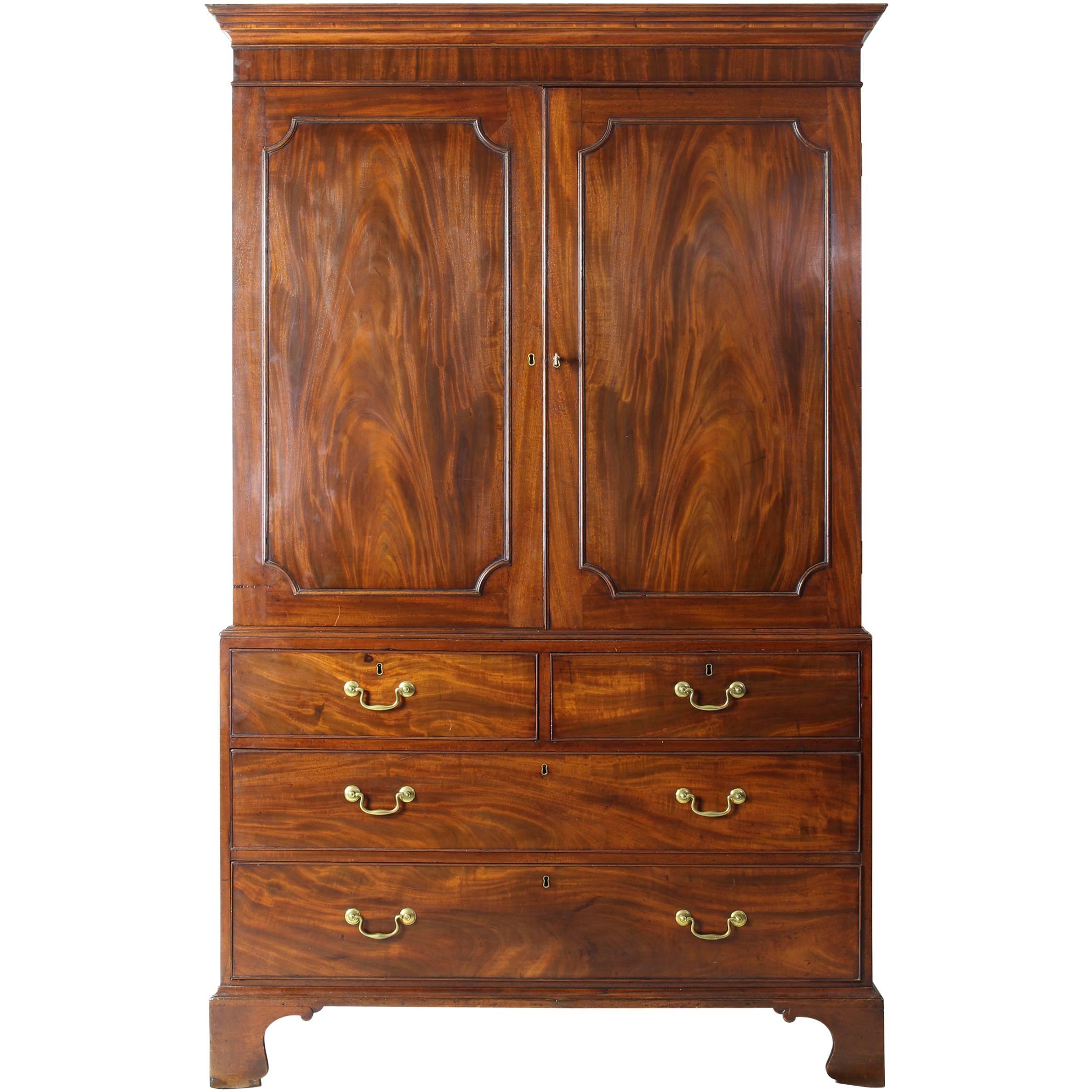 English George III Mahogany Linen Press