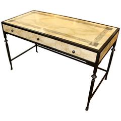 Faux Hand-Painted Wood and Iron Three-Drawer Desk