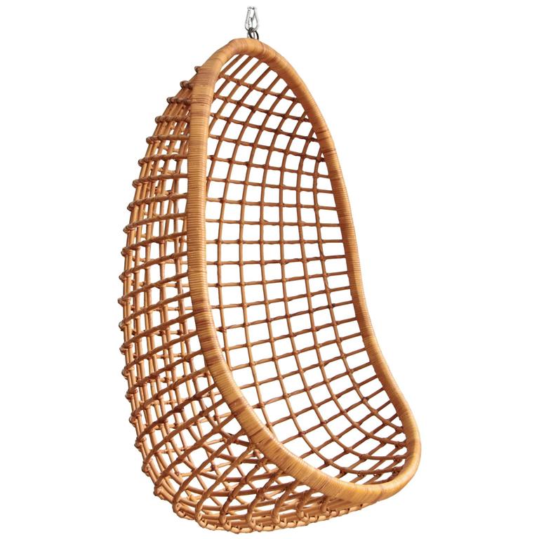 Rohe Noordwolde Hanging Rattan Egg Chair at 1stDibs hanging bamboo chair, bamboo egg chair