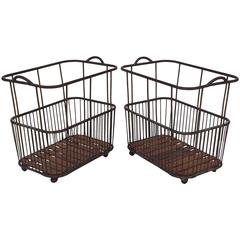 Antique Pair of French Industrial Rolling Bread Carts 'Priced Individually'