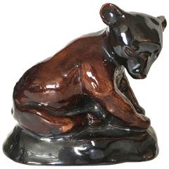 Bear Cub Pottery Sculpture