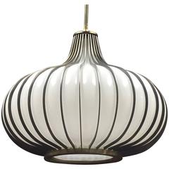 Caged Mid-Century Modern Murano Glass "Onion" Pendant