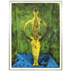 Four Color Stone Lithograph "El Personnage" by Rufino Tamayo with Documentation