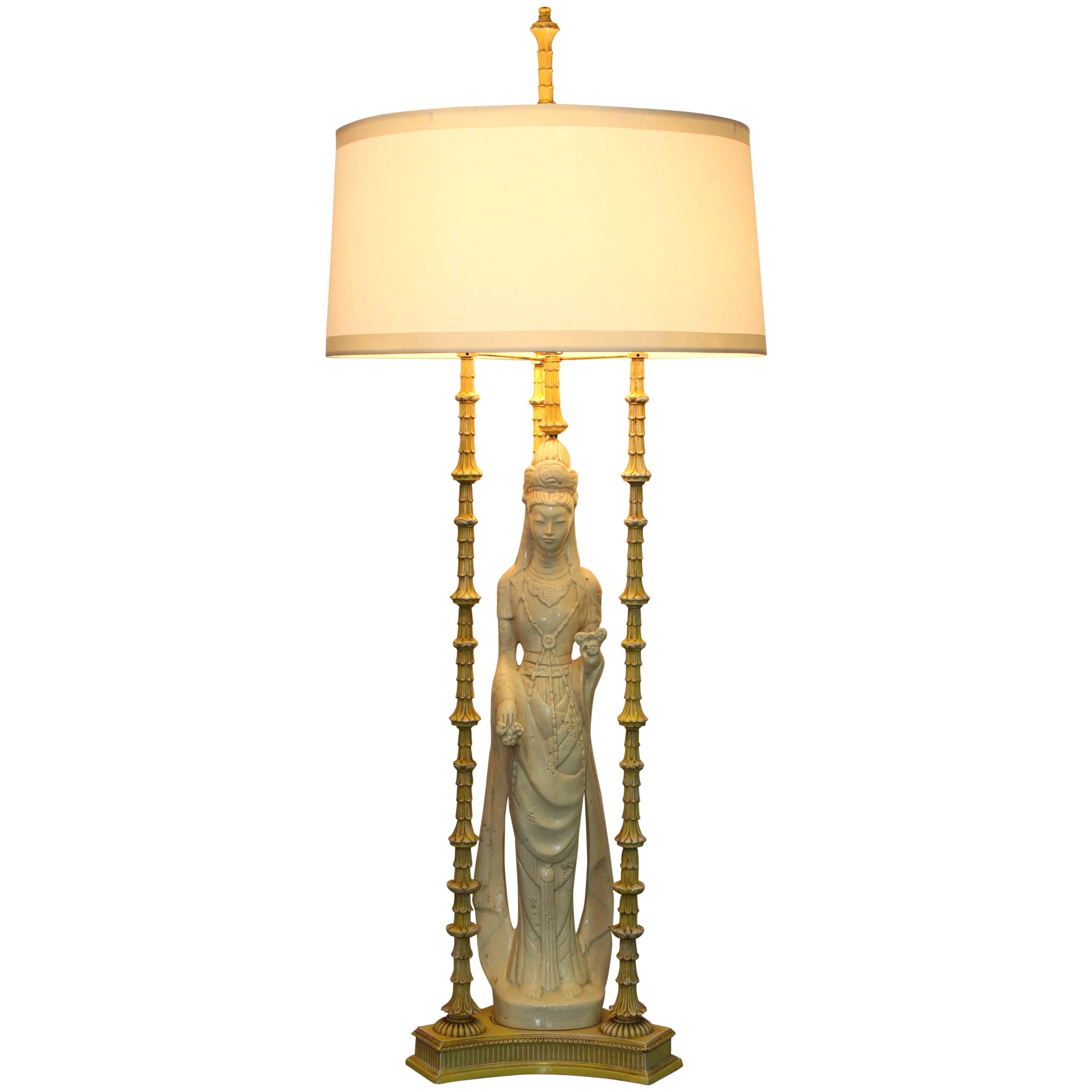 1950s Quan Yin Table Lamp